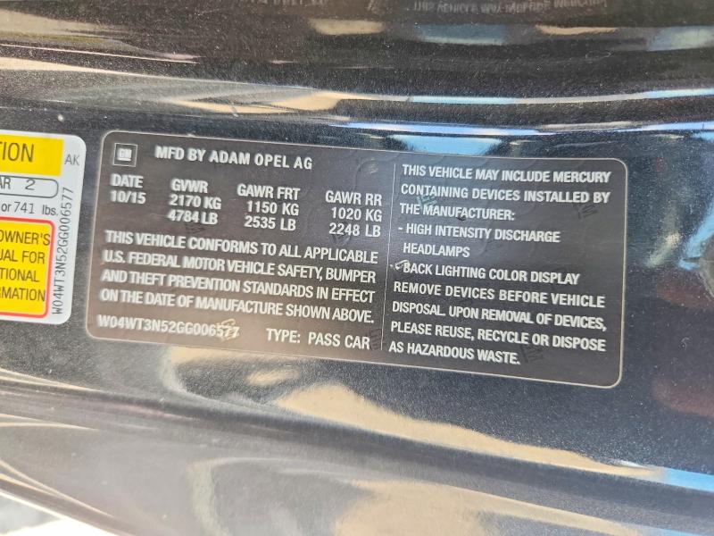 Aukcja sprzedaży 2016 Buick Cascada, vin: W04WT3N52GG006577, numer aukcji: 66375936