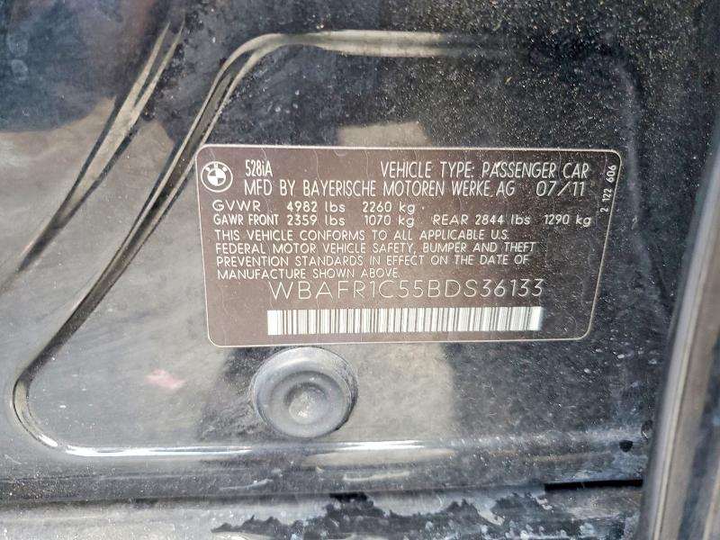 Продаж на аукціоні авто 2011 Bmw 528, vin: WBAFR1C55BDS36133, номер лоту: 64252206