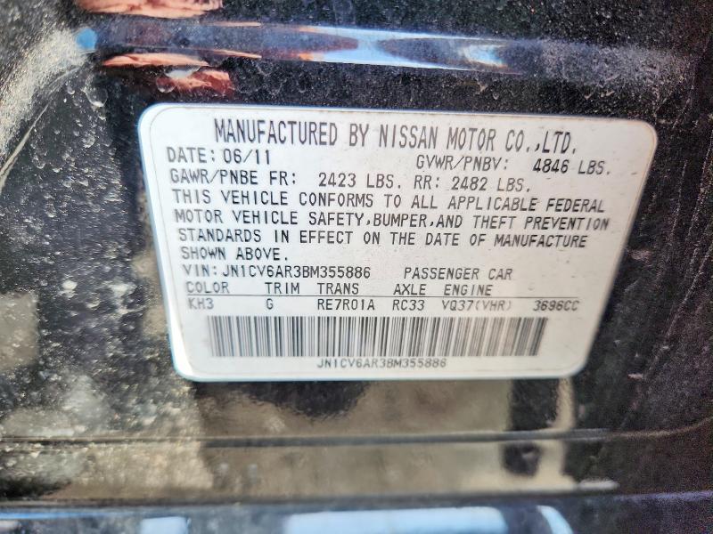 65661126 :رقم المزاد ، JN1CV6AR3BM355886 vin ، 2011 Infiniti G37 Sedan مزاد بيع