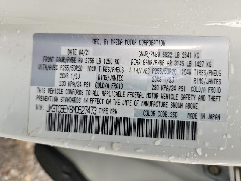66183756 :رقم المزاد ، JM3TCBEY8M0527473 vin ، 2021 Mazda Cx-9 مزاد بيع