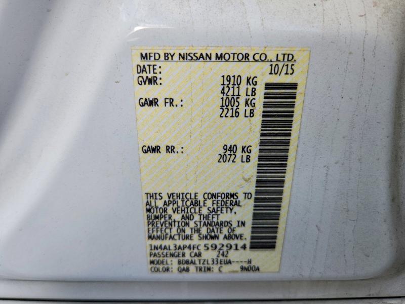 Продажа на аукционе авто 2015 Nissan Altima, vin: 1N4AL3AP4FC592914, номер лота: 64331626