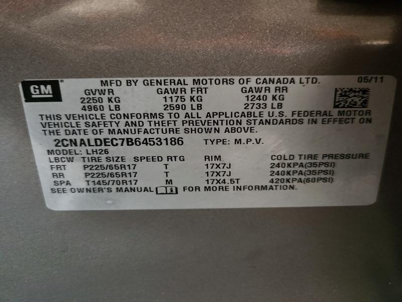 Продажа на аукционе авто 2011 Chevrolet Equinox, vin: 2CNALDEC7B6453186, номер лота: 64162546