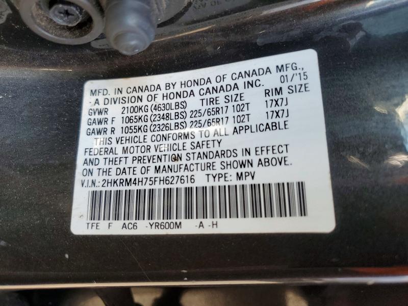 Продажа на аукционе авто 2015 Honda Cr-v, vin: 2HKRM4H75FH627616, номер лота: 62633686