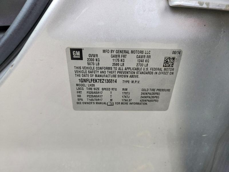 Продаж на аукціоні авто 2014 Chevrolet Equinox, vin: 1GNFLFEK7EZ136814, номер лоту: 64544156