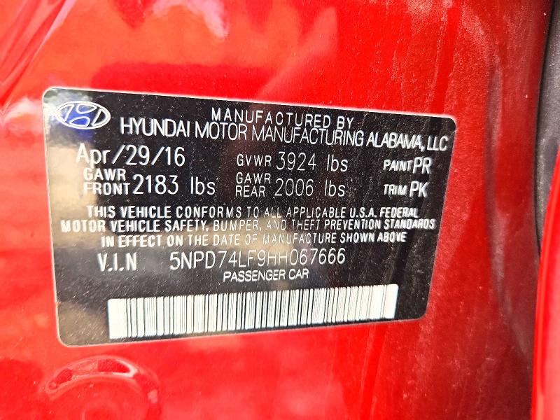 2017 Hyundai Elantra მანქანა იყიდება აუქციონზე, vin: 5NPD74LF9HH067666, აუქციონის ნომერი: 66100506