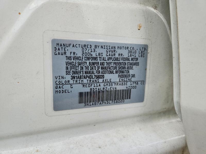 Auction sale of the 2013 Nissan Sentra, vin: 3N1AB7AP4DL758020, lot number: 67106806