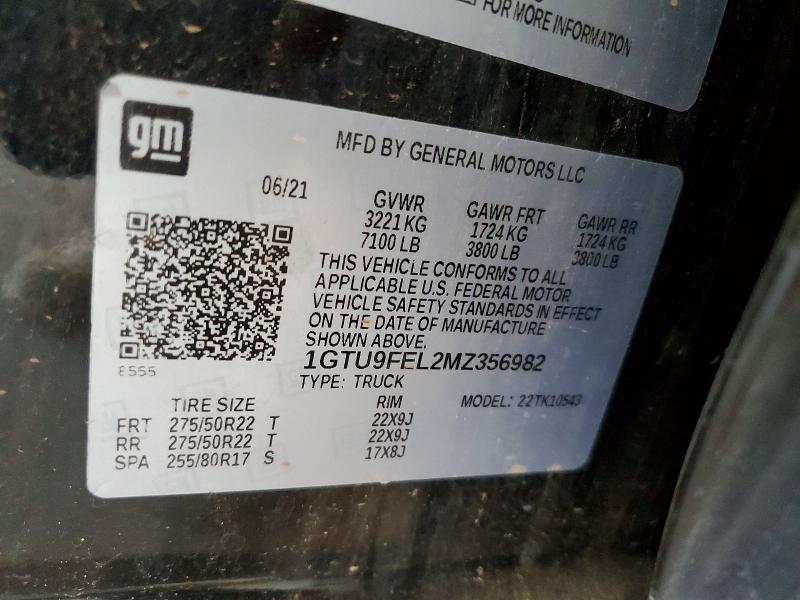 64834276 :رقم المزاد ، 1GTU9FEL2MZ356982 vin ، 2021 Gmc Sierra مزاد بيع