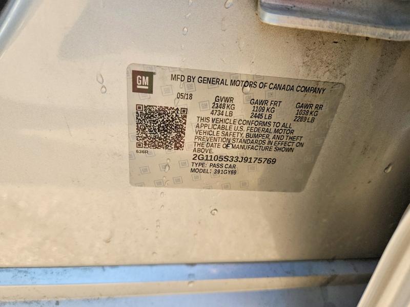 66792616 :رقم المزاد ، 2G1105S33J9175769 vin ، 2018 Chevrolet Impala مزاد بيع