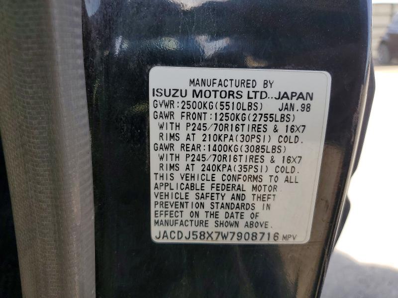 Aukcja sprzedaży 1998 Isuzu Trooper, vin: JACDJ58X7W7908716, numer aukcji: 63552406