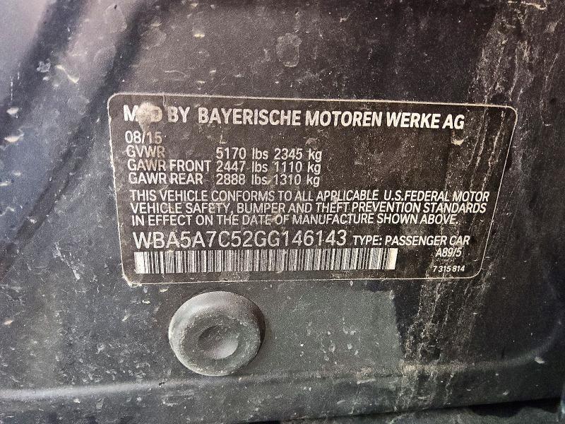 Aukcja sprzedaży 2016 Bmw 528, vin: WBA5A7C52GG146143, numer aukcji: 63971626