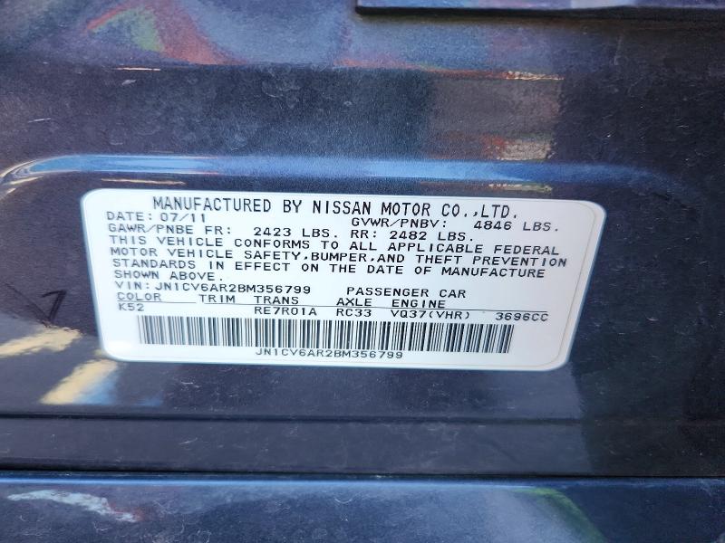 Auction sale of the 2011 Infiniti G37 Sedan, vin: JN1CV6AR2BM356799, lot number: 65830546