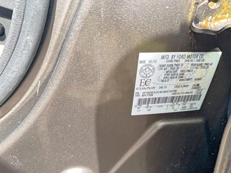 Продажа на аукционе авто 2012 Ford Edge, vin: 2FMDK3JC4CBA74705, номер лота: 66649706