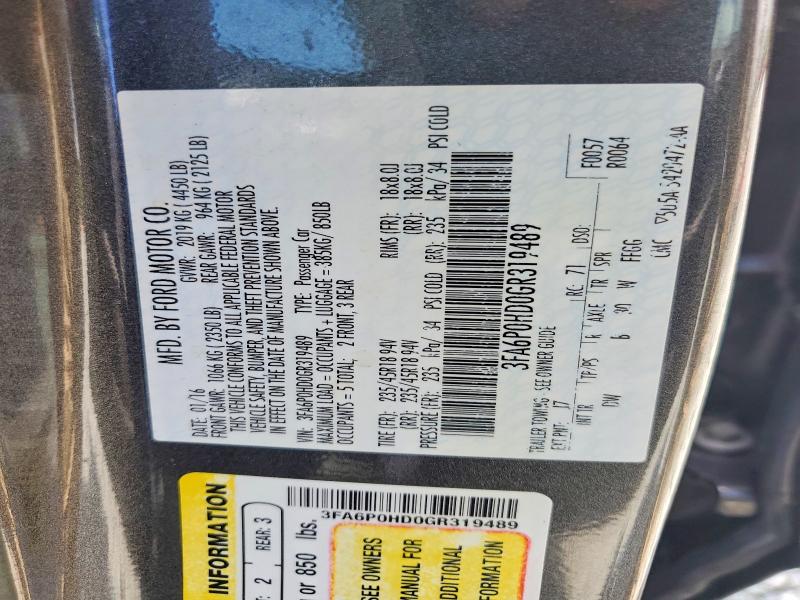 Aukcja sprzedaży 2016 Ford Fusion, vin: 3FA6P0HD0GR319489, numer aukcji: 64059186