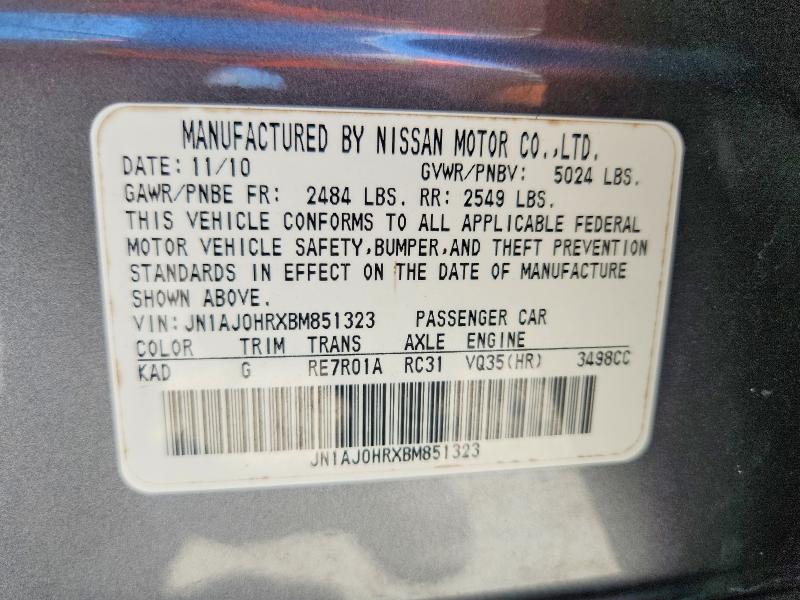 65313366 :رقم المزاد ، JN1AJ0HRXBM851323 vin ، 2011 Infiniti Ex35 مزاد بيع