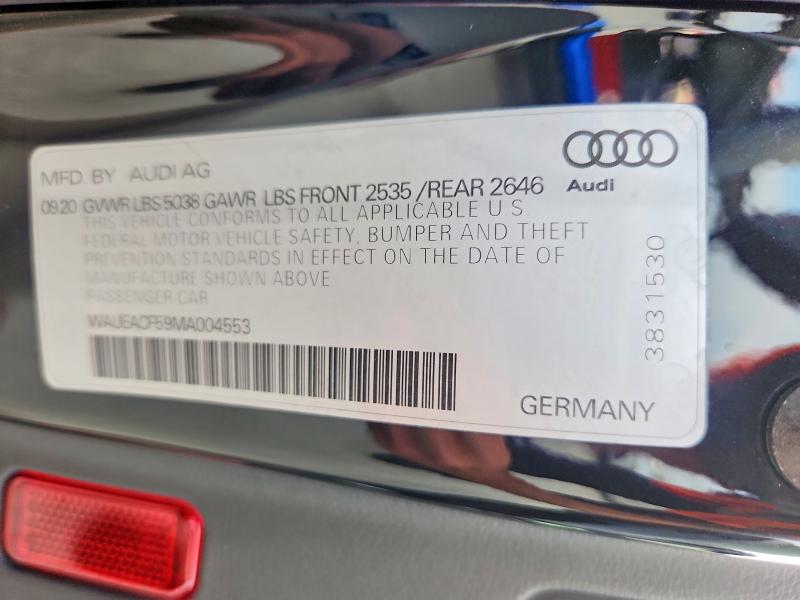 Продаж на аукціоні авто 2021 Audi A5, vin: WAUEACF59MA004553, номер лоту: 64048606