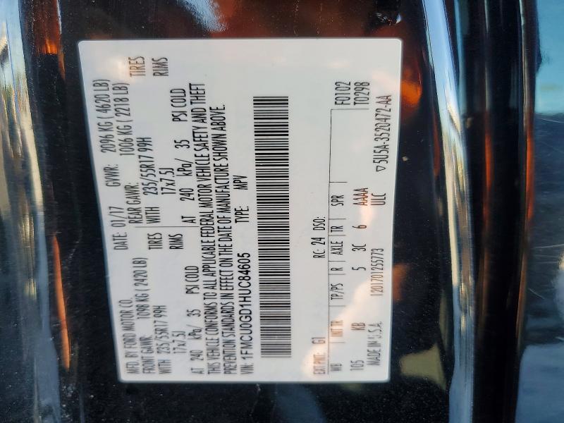 64961626 :رقم المزاد ، 1FMCU0GD1HUC84605 vin ، 2017 Ford Escape مزاد بيع