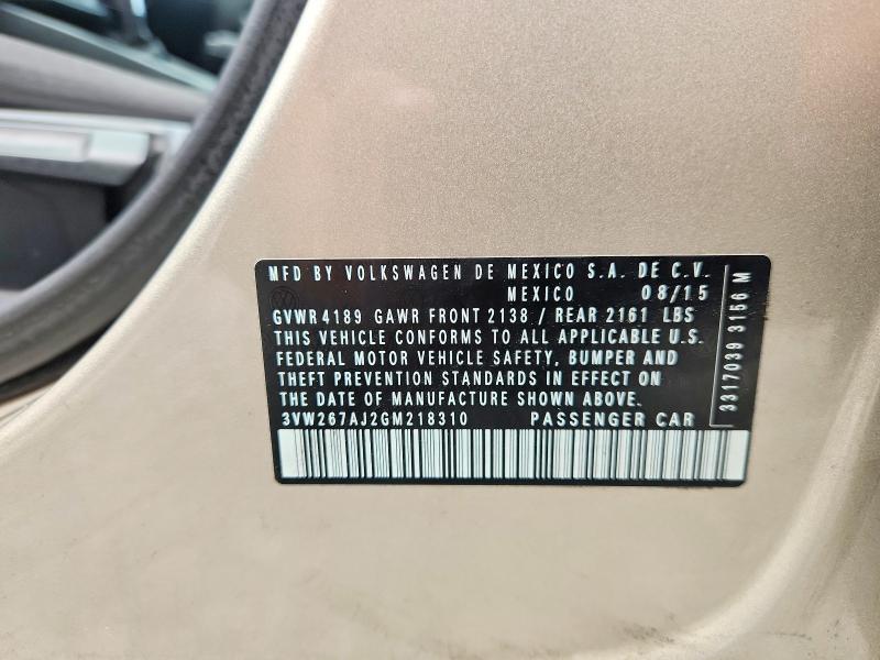 Продаж на аукціоні авто 2016 Volkswagen Jetta, vin: 3VW267AJ2GM218310, номер лоту: 64558266