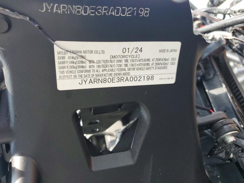 66574236 :رقم المزاد ، JYARN80E3RA002198 vin ، 2024 Yamaha Mtm890 مزاد بيع