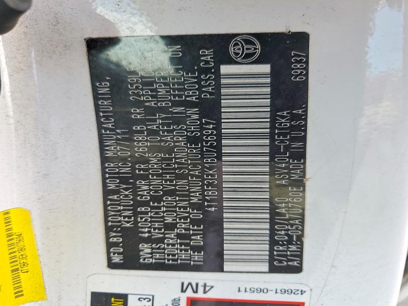 64450696 :رقم المزاد ، 4T1BF3EK1BU756947 vin ، 2011 Toyota Camry مزاد بيع
