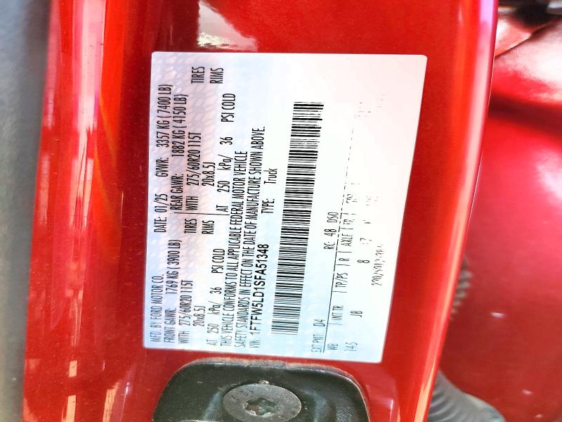 2025 Ford F150 მანქანა იყიდება აუქციონზე, vin: 1FTFW5LD1SFA51348, აუქციონის ნომერი: 65637566