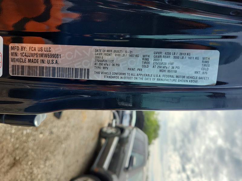 Продаж на аукціоні авто 2021 Jeep Wrangler Unlimited, vin: 1C4JJXP61MW699081, номер лоту: 65302166