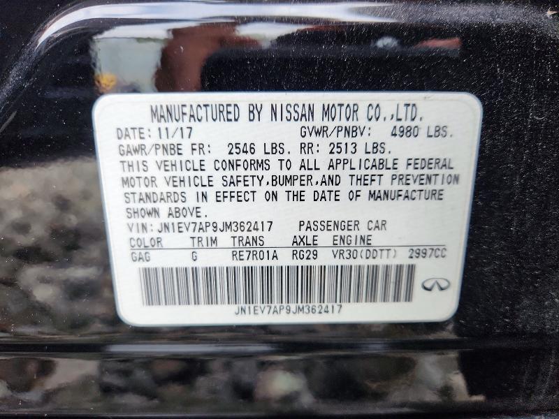 2018 Infiniti Q50 მანქანა იყიდება აუქციონზე, vin: JN1EV7AP9JM362417, აუქციონის ნომერი: 67187576