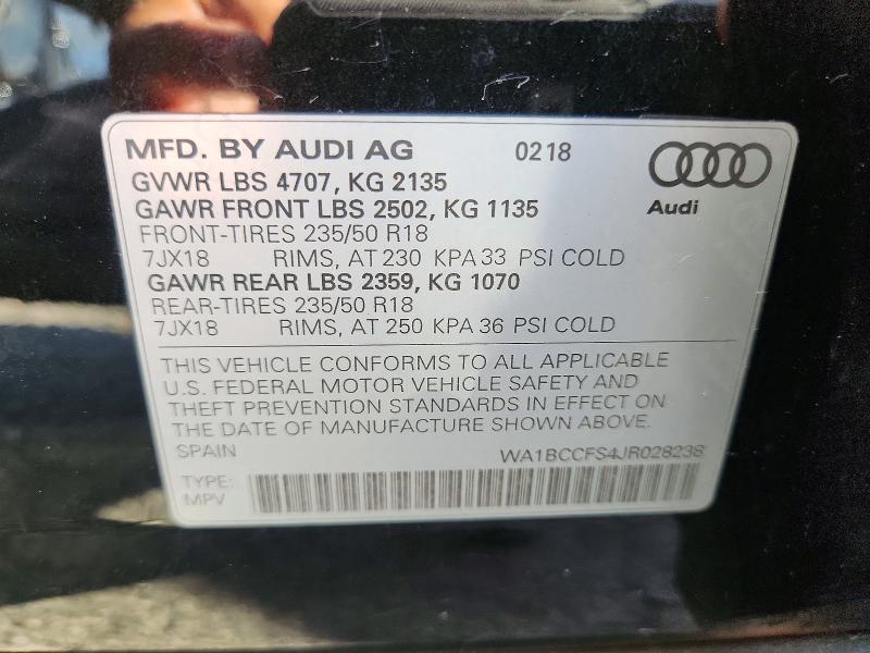 Aukcja sprzedaży 2018 Audi Q3, vin: WA1BCCFS4JR028238, numer aukcji: 65580096