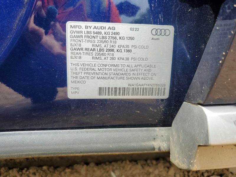 Aukcja sprzedaży 2022 Audi Q5, vin: WA1GAAFY4N2066328, numer aukcji: 63402686