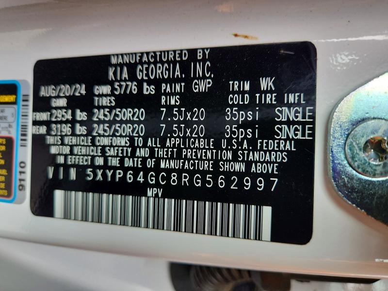 2024 Kia Telluride მანქანა იყიდება აუქციონზე, vin: 5XYP64GC8RG562997, აუქციონის ნომერი: 65202926