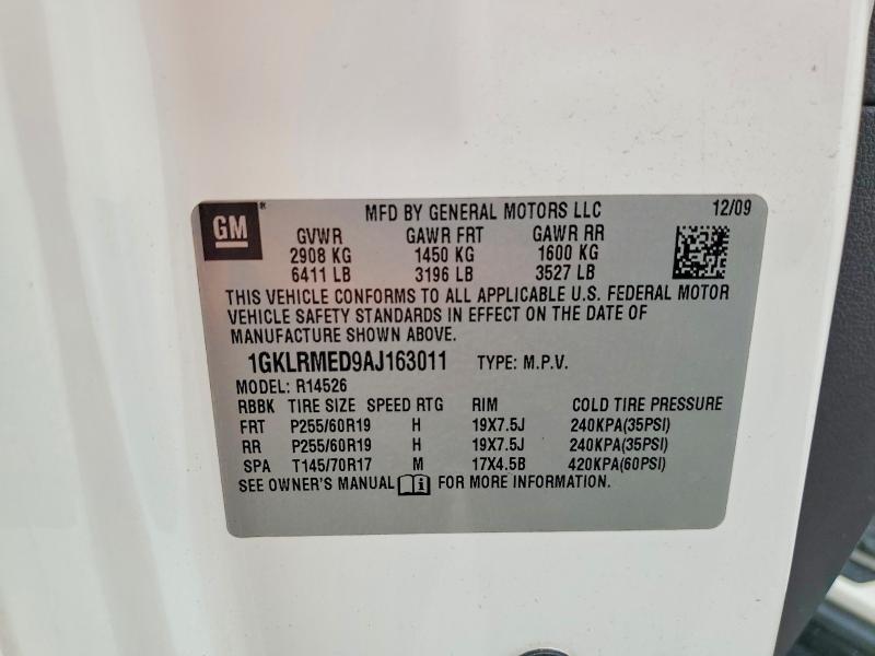 Продаж на аукціоні авто 2010 Gmc Acadia, vin: 1GKLRMED9AJ163011, номер лоту: 66018136
