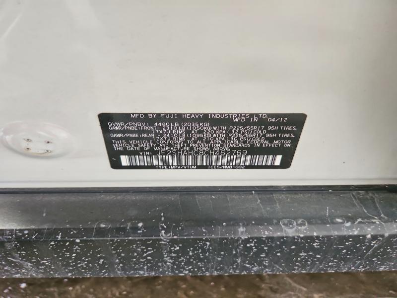 Aukcja sprzedaży 2012 Subaru Forester, vin: JF2SHAHC8CH462769, numer aukcji: 64122266