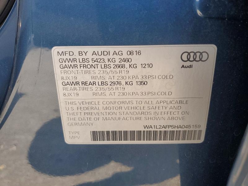 Продаж на аукціоні авто 2017 Audi Q5, vin: WA1L2AFP5HA045159, номер лоту: 64722836