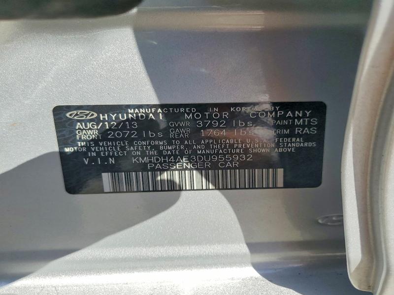 Продаж на аукціоні авто 2013 Hyundai Elantra, vin: KMHDH4AE3DU955932, номер лоту: 65403306
