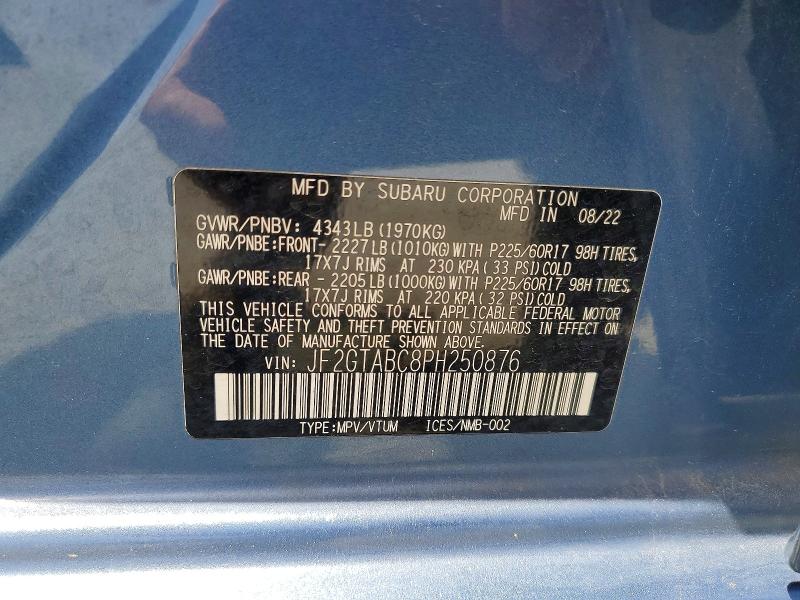 Продаж на аукціоні авто 2023 Subaru Crosstrek, vin: JF2GTABC8PH250876, номер лоту: 63515976