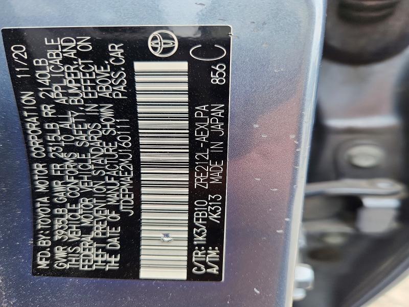 64327056 :رقم المزاد ، JTDEPMAE2MJ160111 vin ، 2021 Toyota Corolla مزاد بيع