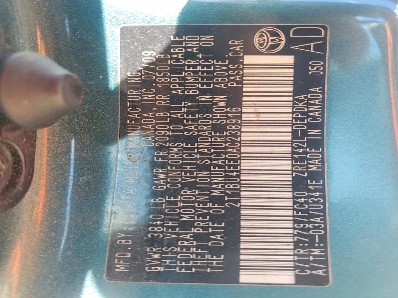 65014616 :رقم المزاد ، 2T1BU4EE0AC238916 vin ، 2010 Toyota Corolla مزاد بيع