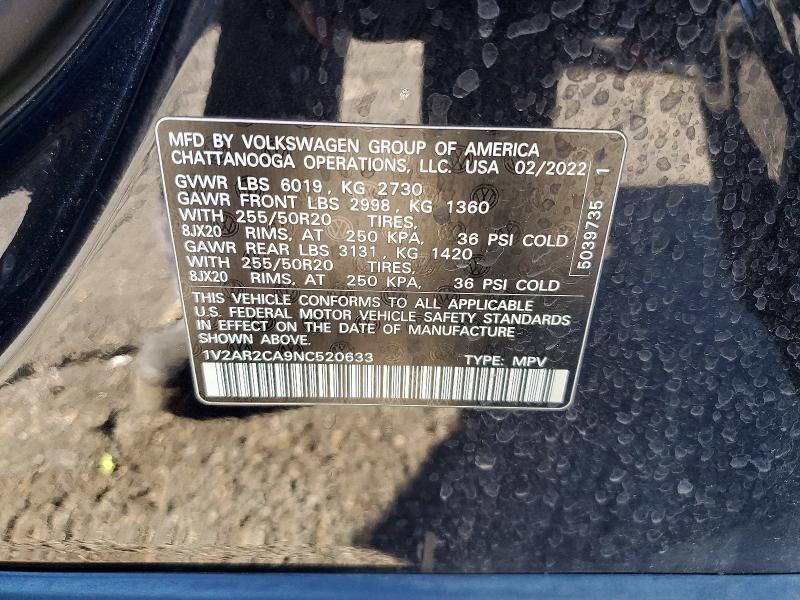 Продаж на аукціоні авто 2022 Volkswagen Atlas, vin: 1V2AR2CA9NC520633, номер лоту: 65052556
