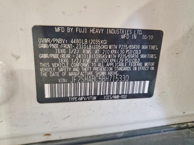 63470836 :رقم المزاد ، JF2SHABC5BH715330 vin ، 2011 Subaru Forester مزاد بيع