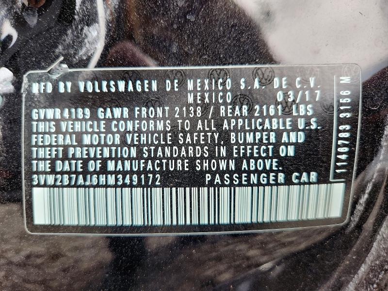 66439016 :رقم المزاد ، 3VW2B7AJ6HM349172 vin ، 2017 Volkswagen Jetta مزاد بيع
