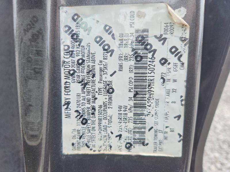 Продажа на аукционе авто 2017 Ford Fusion, vin: 3FA6P0H99HR150246, номер лота: 66183516
