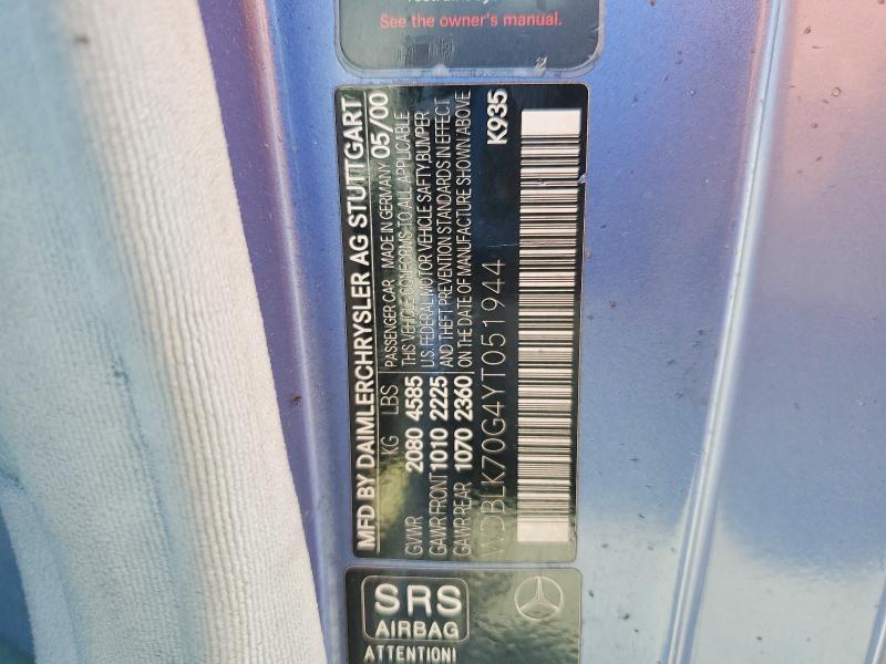 64391836 :رقم المزاد ، WDBLK70G4YT051944 vin ، 2000 Mercedes-benz Clk مزاد بيع