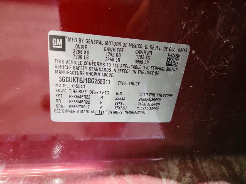 2016 Chevrolet Silverado მანქანა იყიდება აუქციონზე, vin: 3GCUKTEJ1GG255311, აუქციონის ნომერი: 65080256
