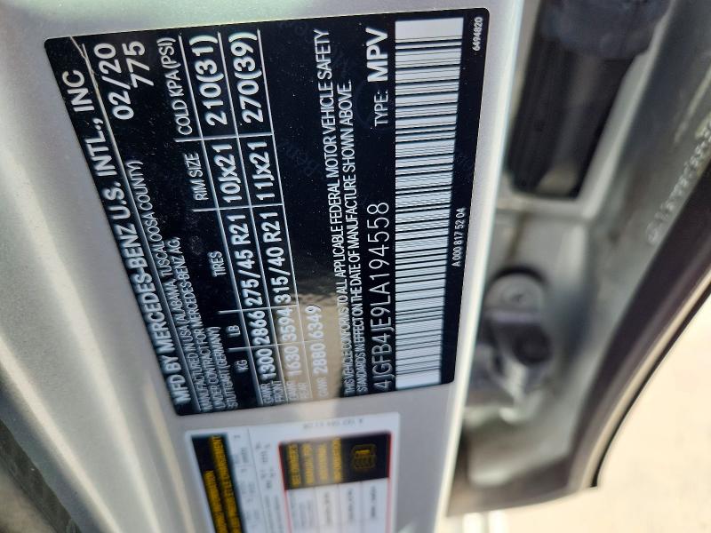 Продаж на аукціоні авто 2020 Mercedes-benz Gle, vin: 4JGFB4JE9LA194558, номер лоту: 65114186