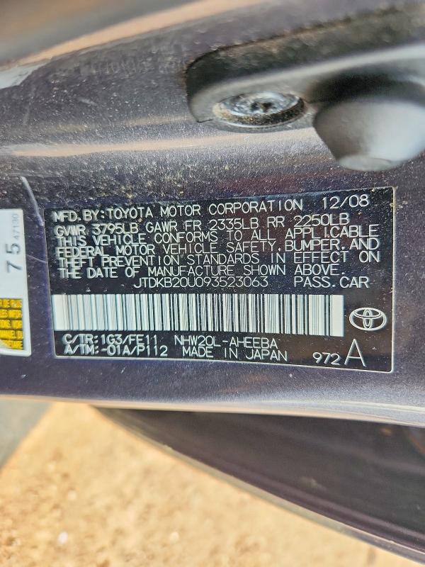 Auction sale of the 2009 Toyota Prius, vin: JTDKB20U093523063, lot number: 64971026