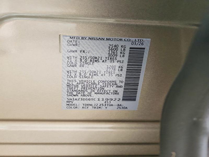 Продажа на аукционе авто 2026 Nissan Murano, vin: 5N1AZ3DS6TC119922, номер лота: 63908196