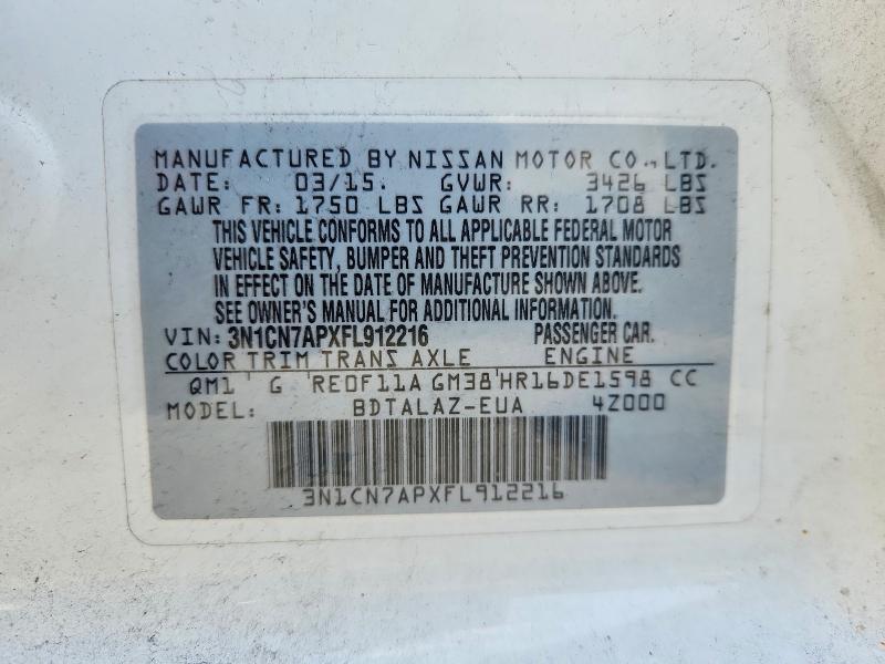 Продаж на аукціоні авто 2015 Nissan Versa, vin: 3N1CN7APXFL912216, номер лоту: 66008716