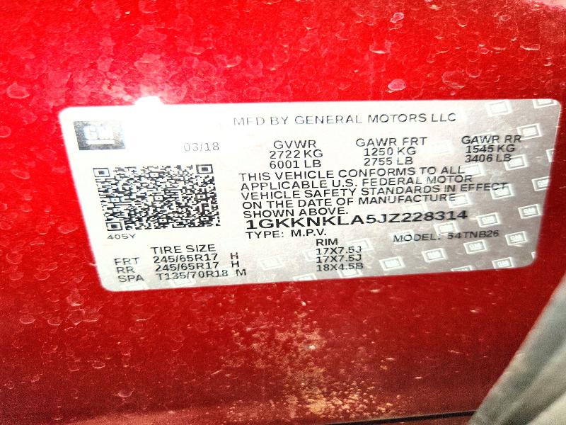 Aukcja sprzedaży 2018 Gmc Acadia, vin: 1GKKNKLA5JZ228314, numer aukcji: 63497486