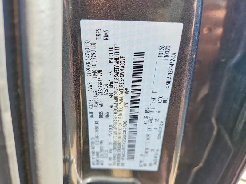 66822886 :رقم المزاد ، 1FMCU9GX2GUC82696 vin ، 2016 Ford Escape مزاد بيع