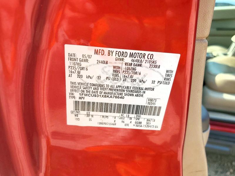 Продажа на аукционе авто 2008 Ford Escape, vin: 1FMCU931X8KA76640, номер лота: 64609276