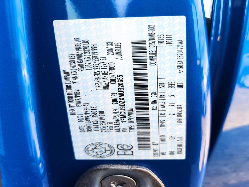 63220896 :رقم المزاد ، 1FMCU9DZXMUB20655 vin ، 2021 Ford Escape مزاد بيع